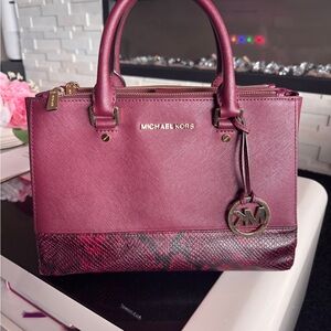 Michael Kors Plum and Gold Satchel